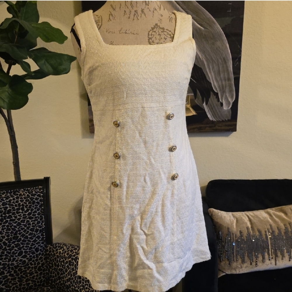 Harvest Moon Adorable Cream Sleeveless Summer Mini Dress - Picture 2 of 7